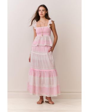 LoveShackFancy Phia Mixed Print Maxi Skirt For - Pink
