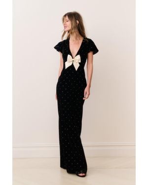 LoveShackFancy Melora Velvet Maxi Dress For - Black