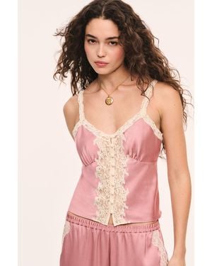 LoveShackFancy Effy Satin And Lace Cami For - Pink