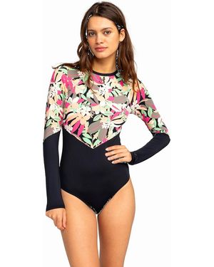 Roxy Fashion Long Sleeve One Piece Swim Suit - Blue