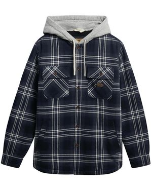 Superdry Surplus Hooded Checked Long Sleeve Shirt - Blue
