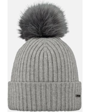 Barts Kenzie Big Stretchy Faux Fur Pom Bobble Hat - Grey