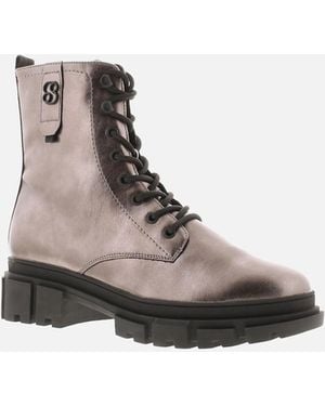 S.oliver S Oliver Boots Ankle Lace Up And Zip Uk Size - Metallic