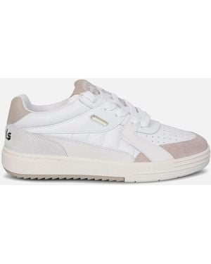 Palm Angels Calf Leather Perforated Lace-Up Trainers - White