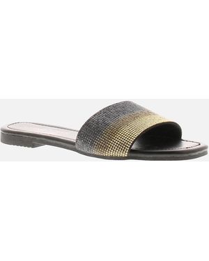 Apache Flat Sandals Mules Fade Slip On Fade Uk Size - Metallic