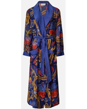 One Hundred Stars Climbing Peacock Crepe Gown - Blue