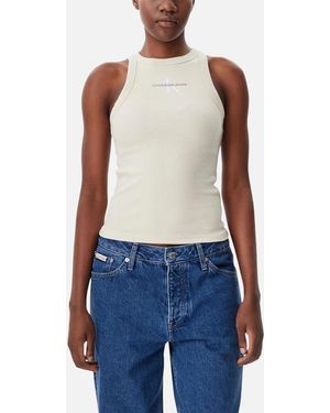 Calvin Klein Sleeveless Plain Round Neck Top - Blue