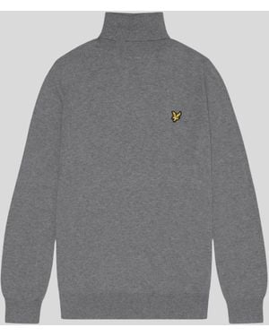 Lyle & Scott Cotton Merino Turtleneck Jumper - Grey