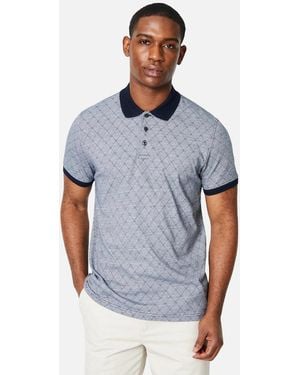 MAINE Diamond Jacquard Polo Shirt - Blue