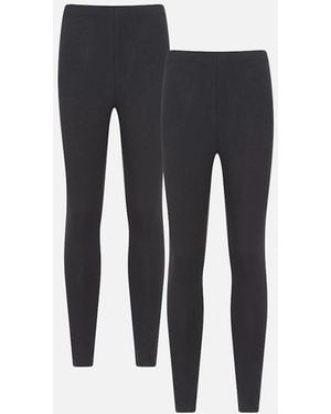 Mountain Warehouse Ladies Cotton Blend Midweight Leggings (Pack Of 2) - Blue