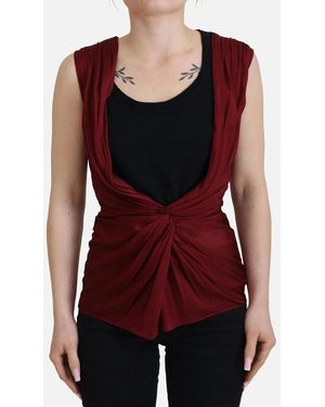 Dolce & Gabbana Silk-Blend Logo Detail Top Blouse - Red