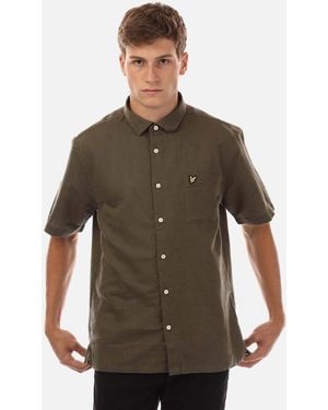 Lyle & Scott Cotton Linen Short Sleeve Shirt - Brown