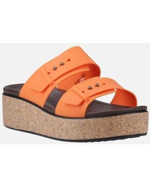 Crocs™ Brooklyn Buckle Topaz Wedges - Orange