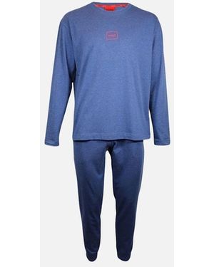 BOSS Laze Relaxed-Fit Jersey Loungewear Set, Marl - Blue