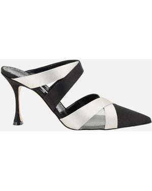 Manolo Blahnik Satin Court Shoes With Mesh Detailing And Braided Band - Black
