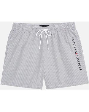 Tommy Hilfiger Original Stripe Mid Length Swim Shorts, Ithaca/Desert Sky - Grey