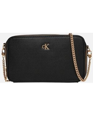 Calvin Klein Shoulder Bag With Zip And Inside Pockets - Black