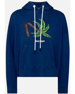 Palm Angels Broken Palm Tree Hoodie - Blue