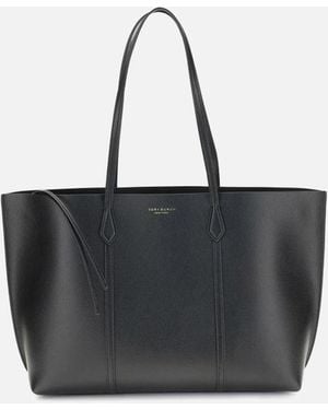Tory Burch Grained Leather Tote Bag With Laptop Pocket - Black