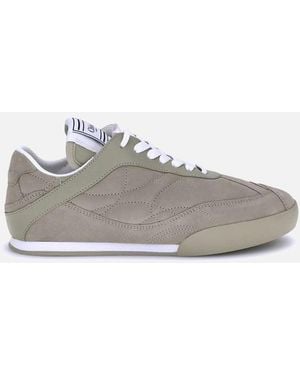 Chloé Kick Suede Panelled Trainers With Lace-Up Closure - Grey