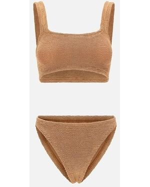 Hunza G Xandra Off-Shoulder Crinkle Swimsuit - White
