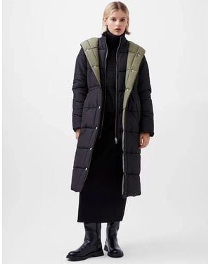 French Connection Auden Double Front Puffer Jacket Blackout/Tarmac Khaki