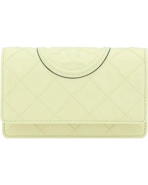 Tory Burch Leather Crossbody Wallet With Removable Chain Strap - Yellow