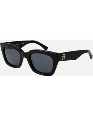 Tommy Hilfiger Oval Full-Rim Acetate Sunglasses With Lenses - Black