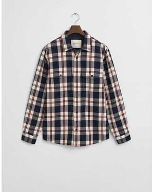 GANT Heavy Twill Check Overshirt - Blue