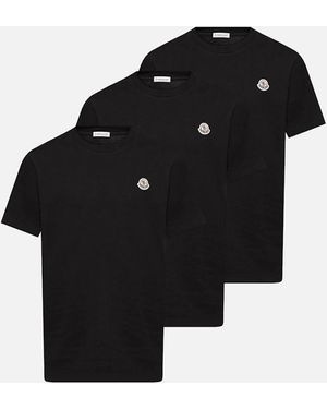 Moncler Archive Logo 3 Pack T-Shirts - Black