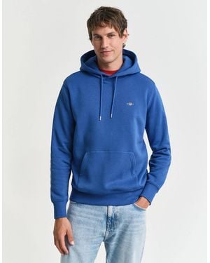 GANT Regular Fit Shield Logo Pullover Hoodie - Blue