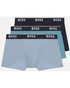 BOSS Boss Cotton Stretch 3 Pack Power Trunks - Blue