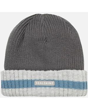 SealSkinz Holkham Waterproof Striped Roll Cuff Beanie - Grey
