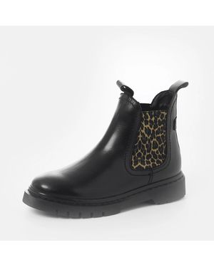 Tamaris Leather Boot/Leopard - Black