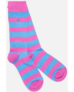 Swole Panda Bamboo Socks Light Stripe - Pink