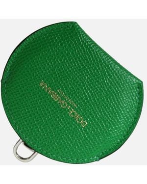 Dolce & Gabbana Leather Hand Mirror Holder With Logo Detail - Green