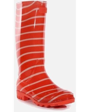 Regatta Ladies Wenlock Striped Wellington Boots - Red