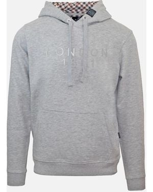 Aquascutum Bold London 1851 Logo Hoodie - Grey