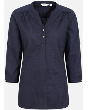 Mountain Warehouse Ladies Petra Relaxed Fit 3/4 Sleeve Shirt - Blue