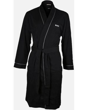 BOSS Kimono Jersey Cotton Dressing Gown Gift Set, W/ Trim - Black