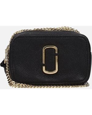 Marc Jacobs Leather Small Crossbody Bag With Side Logo - Black