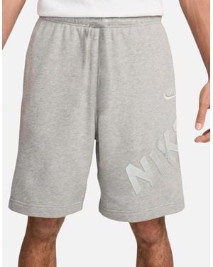 Nike Club Shorts French Terry Cotton Gym Shorts Relaxed Fit Summer Bermuda - Grey