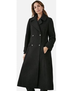 PRINCIPLES Ladies Longline Double-Breasted Oversized Coat - Black