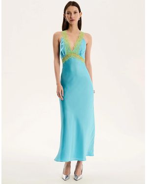 OMNES Aurelia Lace Trim Maxi Dress - Blue