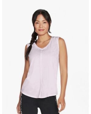 Skechers W1Tt128/Prlv Diamond Wash Hatha V-Neck Tank Orchid Hush - White