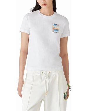 CASABLANCA T Shirts Surreal Pool Short Sleeve Crew Neck - White