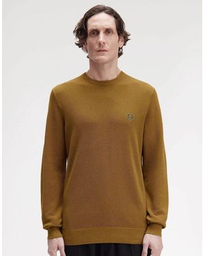 Fred Perry Pique Stitch Jumper - Brown