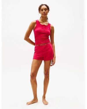 Tommy Hilfiger Logo Racerback Pyjama Set Vivacious - Red