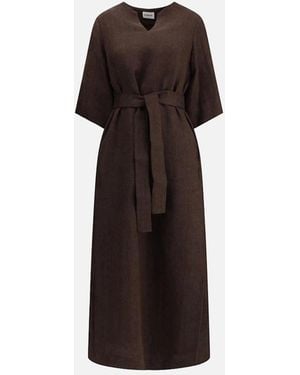 P.A.R.O.S.H. Betulla Long Dress With V-Neck And Side Slits - White