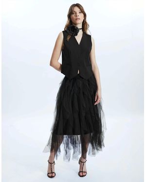 James Lakeland Organza Ruffled Skirt - Black